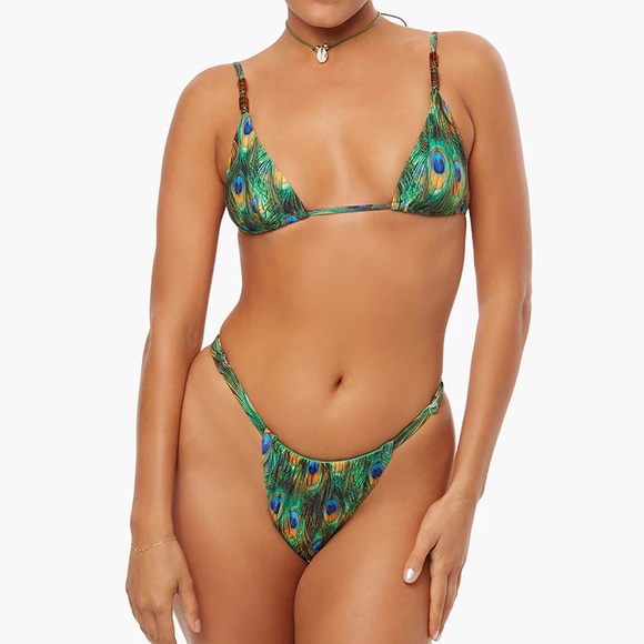 WeWoreWhat Beaded Cooper Peacock Bikini Top - Picture 4 of 5
